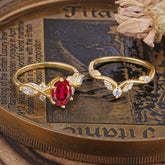 The Sumptuous Oval - Cut Ruby Halo Ring